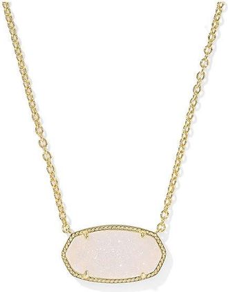 Kendra Scott Elisa Statement Short Pendant Womens Necklace Womens Necklace Gold Iridescent Drusy, Brass