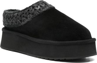 Mou Womens Platform Clog Sabot Black Sheepskin Shoe