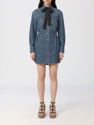 Valentino Garavani Abito chemisier mini in denim con collo a fusciacca