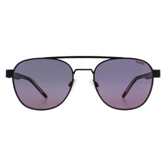 HUGO BOSS by Round Mens Matte Black Red Mirror HG 1196/S Metal - One Size