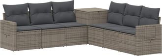 vidaXL Juego De Sof&aacute; 7 Uds. Gris Y Gris Oscuro Rat&aacute;n Sint&eacute;tico Y Acero Vidaxl