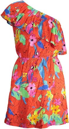 Desigual Chique Roze One-Shoulder Jurk - Dames - Korte kleedjes - Veelkleurig - S - Kleedjes