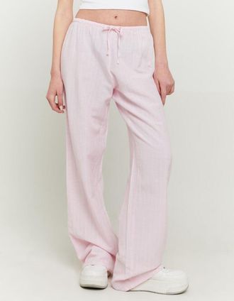 Tally Weijl Schlupfhose TALLY WEIJL SPALIMELANY, Damen, Gr. 34, N-Gr, pink mist, wei&szlig;, Web, Obermaterial: 48% Viskose, 40% Baumwolle, 12% Leinen, unifarben, weit 