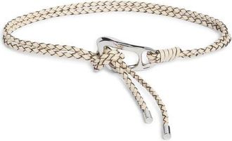 Nordstrom Syd Woven Leather Tie Belt in Ivory at Nordstrom, Size X-Small
