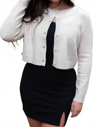 Le Lis Blanc Deux Bea Sweater Cardigan In Cream