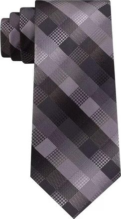 Van Heusen Mens Bruck Plaid Tie Black Size Regular