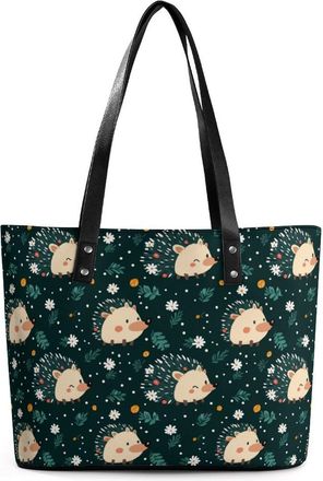 Generic Cute Hedgehogs Flowers Tote Bags for Women Cute Shoulder Purses Handbags