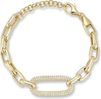 Glaze Jewelry Sterling Silver Pave Oval Link Bracelet