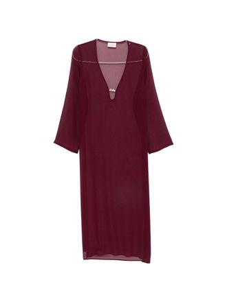 MC2 Saint Barth Sheer Long-Sleeved Cover-Up Dress with Deep V-Neckline