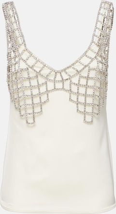 Self Portrait Crystal-embellished satin tank top