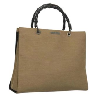 Gucci Pre-owned Tote Bags, female, Beige, Size: ONE SIZE Pre-owned Canvas Tote Bag