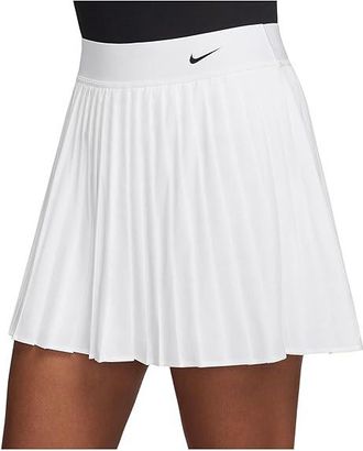 Nike Victory Dri-FIT High-Waisted Pleated Tennis Skirt Womens Workout White/Black : XL (US 16-18), Elastane/Polyester