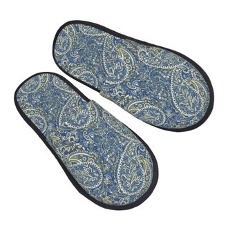 Generic Fuzzy Slippers Pai-Sley Print Non-Slip Fleece Slippers Reusable Anti-Slide Slipper For Bedroom Hotel Guest Room M