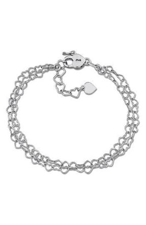 Delmar Heart Link Double Strand Bracelet in Silver at Nordstrom Rack