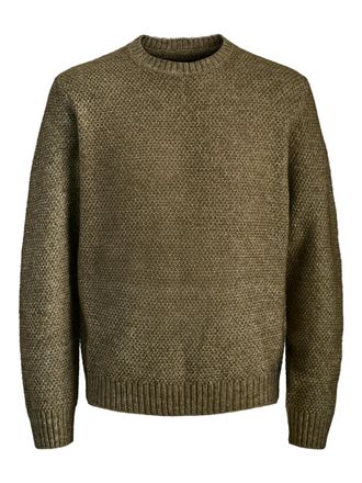Jack & Jones Strickpullover JACK & JONES JPRBLAWILSON KNIT CREW NECK, Herren, Gr. XXL, beech detail:melange, Strick, Obermaterial: 64% Polyester, 30% Polyacryl, 6%