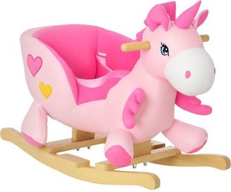 HOMCOM Homcom - Caballito Balanc&iacute;n Para Beb&eacute;s 18-36 Meses En Forma De Unicornio Con M&uacute;sica Cintur&oacute;n De Seguridad Manillar Y Reposapi&eacute;s Carga 30 Kg 65x35x45 C