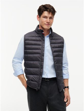 Tommy Hilfiger Mens Lightweight Packable Puffer Vest - Washed Black - XXXL