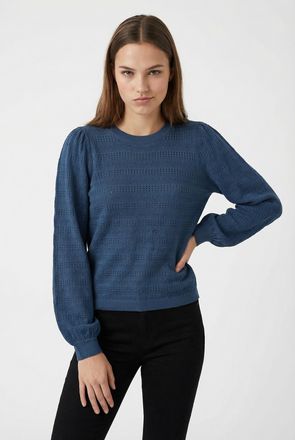 Vero Moda Strickpullover VERO MODA VMLIMONE LS O-NECK PULLOVER BOO, Damen, Gr. XL, schwarz denim, Strick, Obermaterial: 52% Viskose, 28% Polyester, 20% Nylon, u