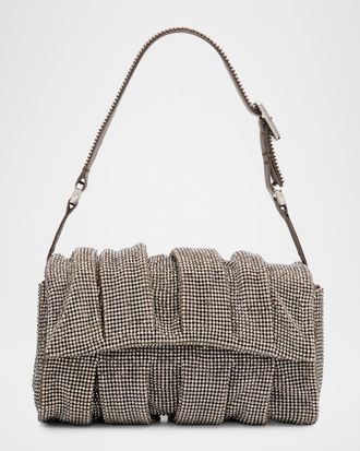 Benedetta Bruzziches Iris Pleated Crystal Mesh Shoulder Bag