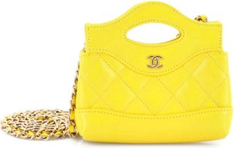 Chanel 31 Shopping Bag Clutch with Chain Quilted Calfskin Nano crossbody bag - Giallo