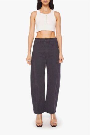 Mother Smooth Half Pipe Flood Jeans In Faded Black