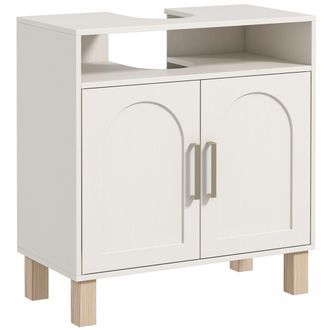 HOMCOM Under Sink Bathroom Cabinet for Basin without Pedestal - Cream White | TJ Hughes