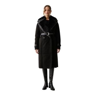 Patrizia Pepe Cappotto doppiopetto effetto montone con cintura - - Coats - Donna - Nero - M