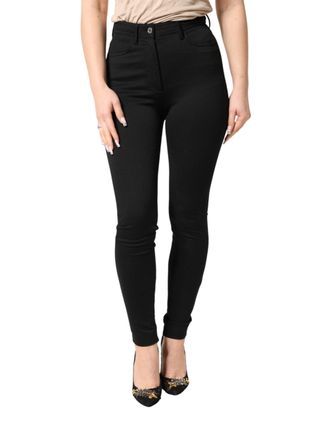 Dolce & Gabbana Womens Black Nylon Stretch Skinny High Waist Pants 05+pa