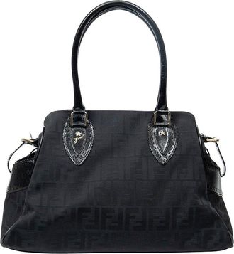 Fendi Black Zucca Canvas Medium Du Jour Tote (Authentic Pre-Loved)
