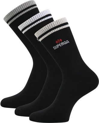 Superga Unisex Adult Ribbed Knitted Socks (Pack of 3) (S) (Black)