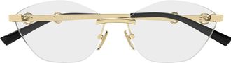 Gucci Gg 2050O Cat-eye Optische Montuur - unisex - Brillen - Geel - 59 MM - Leer - Accessoires
