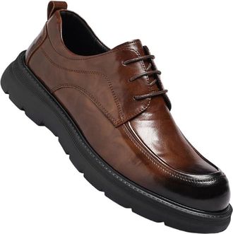 Generic Mens Oxford Shoes Round Toe Large Size Dress Business Footwear for Office Work and Formal Occasions(Brown,7.5)