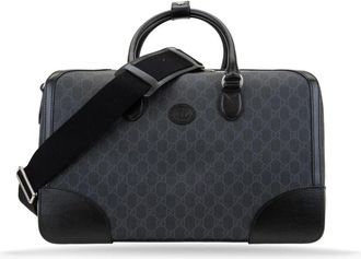 Gucci Leren schoudertas met Gg logo - Dames - Weekendtassen - Zwart - ONE Size - Leer - Tassen