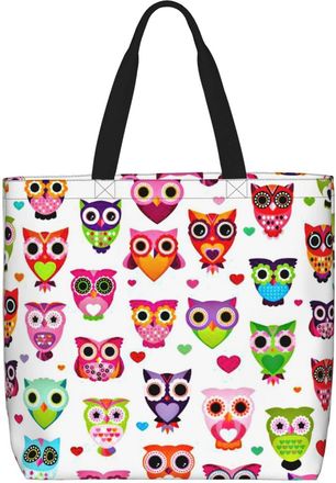 Generic Women Handbag Owl Pattern Travel Tote Bag Lightweight Folding Beach Travel Bags, For Daily, Work, Gym, Graduation, Christmas