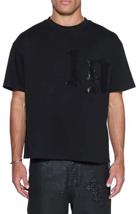 Ksubi Stardom Ekcess Oversize Crystal Embellished Cotton T-Shirt in Black at Nordstrom, Size Xx-Large