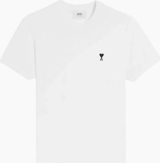 Ami Mens Mens White Ami Paris Ami De Coeur Black Heart Slim Fit T-Shirt - Size: 40