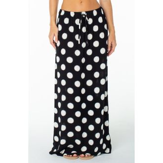 Roxy Iyla Polka Dot Drawstring Maxi Skirt in Anthracite at Nordstrom, Size Medium