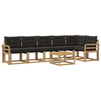 vidaXL Conjunto De Sof&aacute;s De Exterior Con Coj&iacute;n 7 Pcs Blanco Y Negro Vidaxl