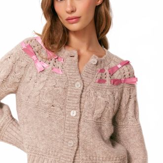 LoveShackFancy Clementian Cardigan In Oatmeal
