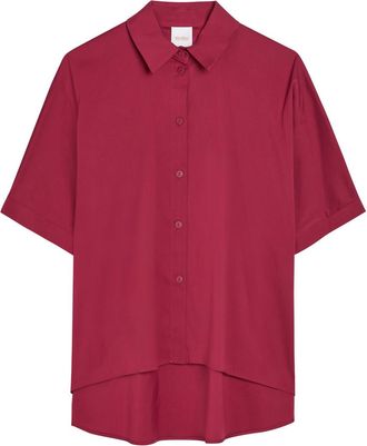 Max Mara Cropped Cotton-blend Shirt - Burgundy - 14 (UK14 / L)