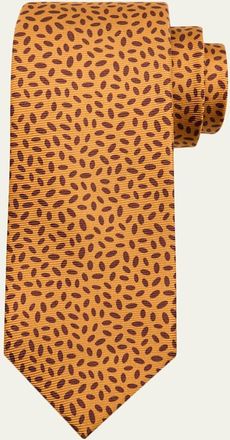 Kiton Mens Abstract Micro-Oval Silk 7-Fold Tie