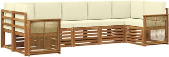 vidaXL Conjunto De Sof&aacute;s De Exterior 6 Uds. Natural Y Crema Vidaxl
