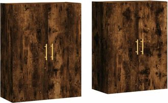 vidaXL Armarios de pared 2 unidades roble ahumado 69,5x34x90 cm vidaXL