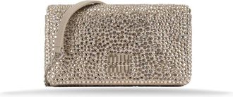 Miu Miu Cross Body Bags, female, Beige, ONE SIZE, Womens Shoulder Bag Rhinestone Embellished Magnetic Closure