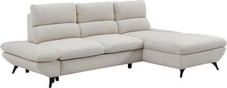 Vente-Unique Sof&aacute; rinconera derecha convertible con respaldo reclinable de pana beige LIORI