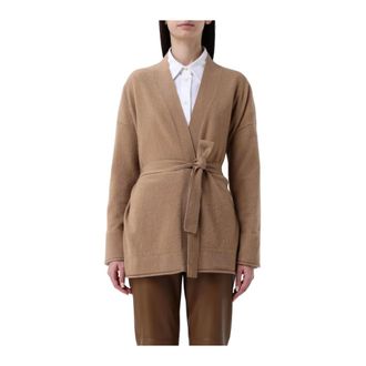 Max Mara Blazers, female, Brown, Size: L Cashmere Cardigan Wrap Knitwear