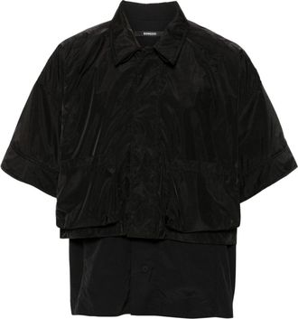 Songzio layered cotton shirt - men - Nylon/Nylon/Cotton - 48 - Black