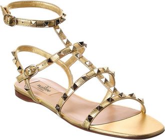 Valentino Rockstud Caged Leather Ankle Strap Sandal