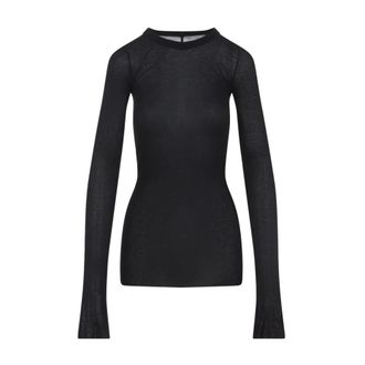 Rick Owens Long Sleeve Tops, female, Black, Size: XS Rib LS T-Shirt