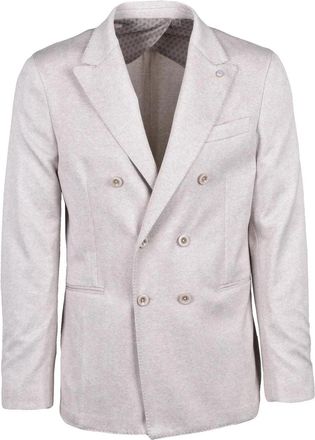 Barbati Beige Viscose Polyester Elastane Double-Breasted Jacket